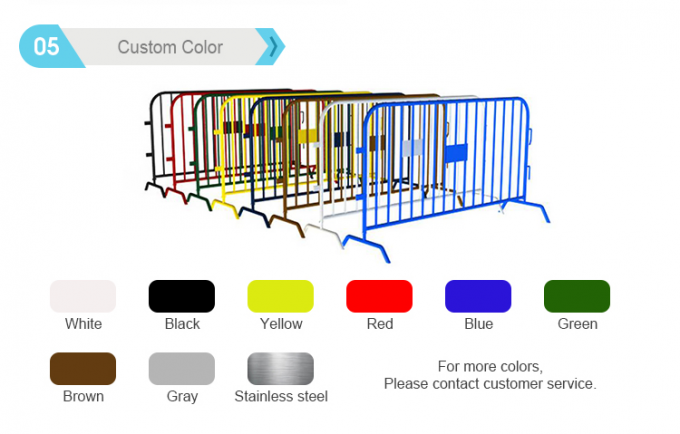 Geçici Yol Güvenliği Trafik İç Tüp Mesafesi 110mm 120mm 150mm ile Metal Yürüyüşçü Engelleri 3
