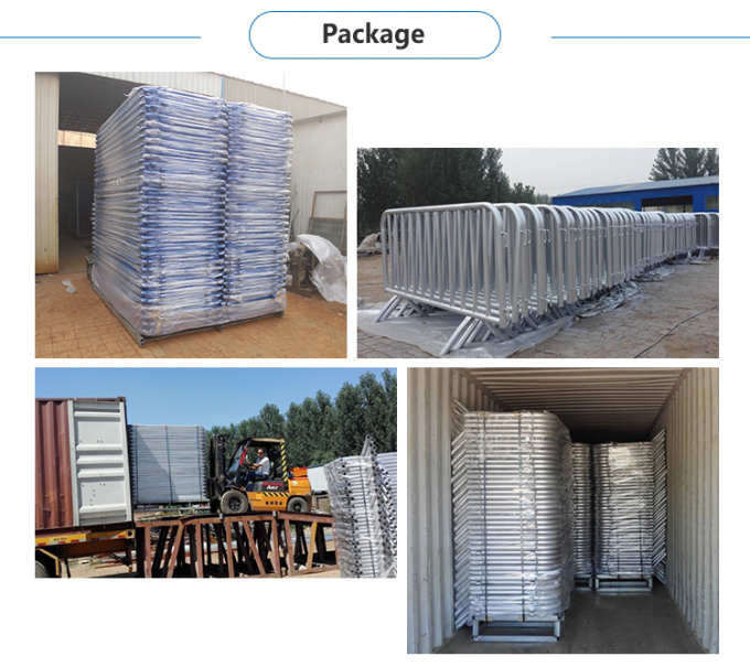 Geçici Yol Güvenliği Trafik İç Tüp Mesafesi 110mm 120mm 150mm ile Metal Yürüyüşçü Engelleri 10