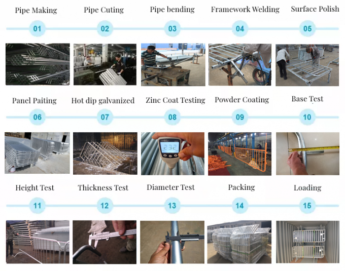 Sıcak Dip Galvanize Metal Kalabalık Kontrol Engelleri Güvenlik Taşınabilir 4