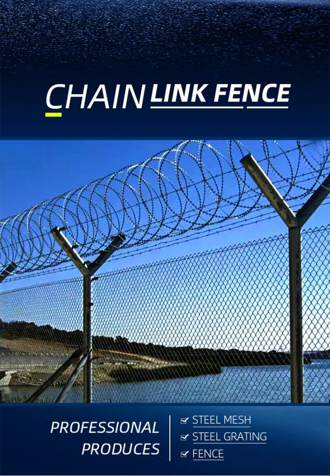 Yüksek germe metal ruloları ile galvanizli tel zinciri bağlantı çit 6 feet uzunluğu veya özelleştirilebilir 2