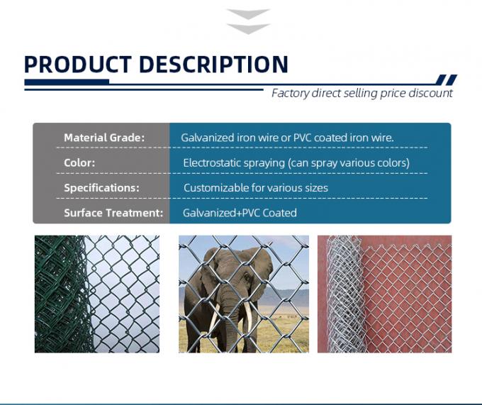 Yüksek germe metal ruloları ile galvanizli tel zinciri bağlantı çit 6 feet uzunluğu veya özelleştirilebilir 3