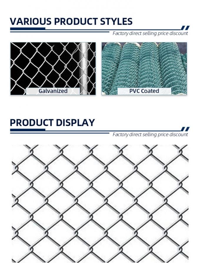 Yüksek germe metal ruloları ile galvanizli tel zinciri bağlantı çit 6 feet uzunluğu veya özelleştirilebilir 5