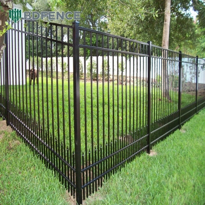 Özel Konut Çelik Çitler Siyah Metal Çubuk Dekoratif Kavrulmuş Demir Çit Ornamental Çelik Çit