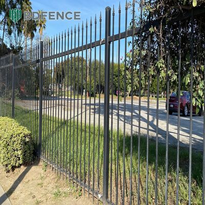 Çelik Çit Palisade Eğimli Üst Tubular Çit Yuvarlak Çit Palisade Çit