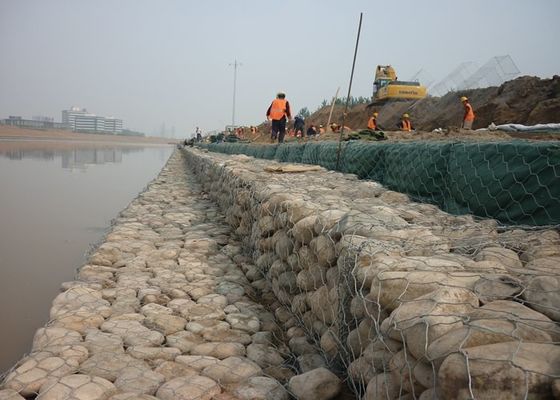 Taş Gabion Çit Sistemi İçin Dokuma Gabion Kutusu Gabion Tel Sepetleri